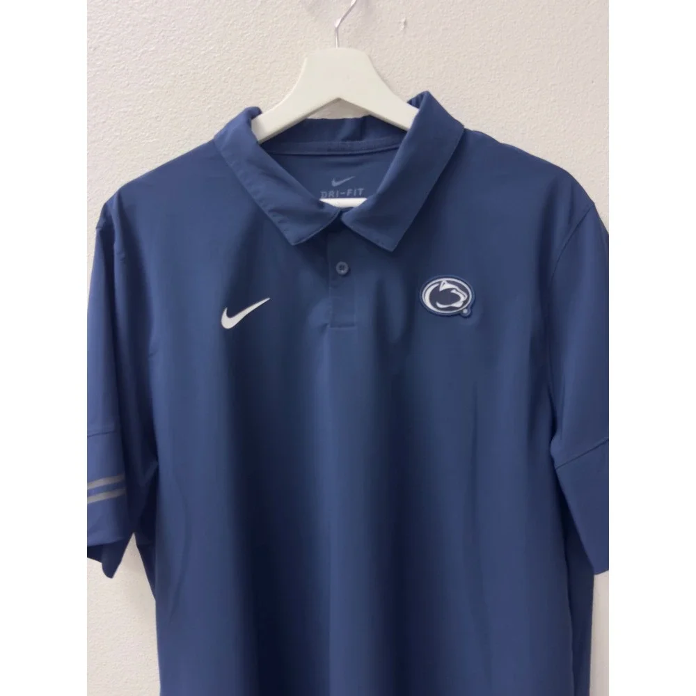 Nike Penn State Nittany Lions Polo Mens XL Navy Blue Dri-FIT Logo Collegiate